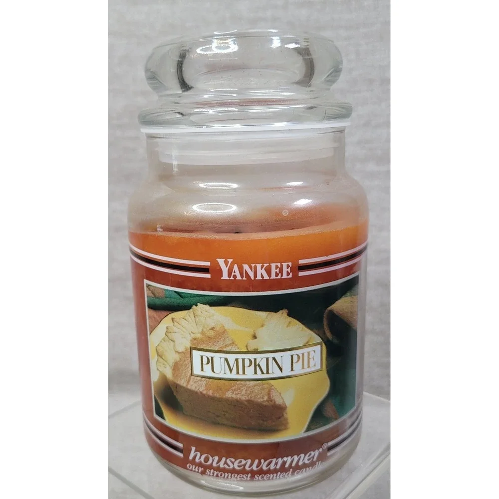 Yankee Candle Housewarmer‎ Pumpkin Pie Retired Black Band 22 oz Burned